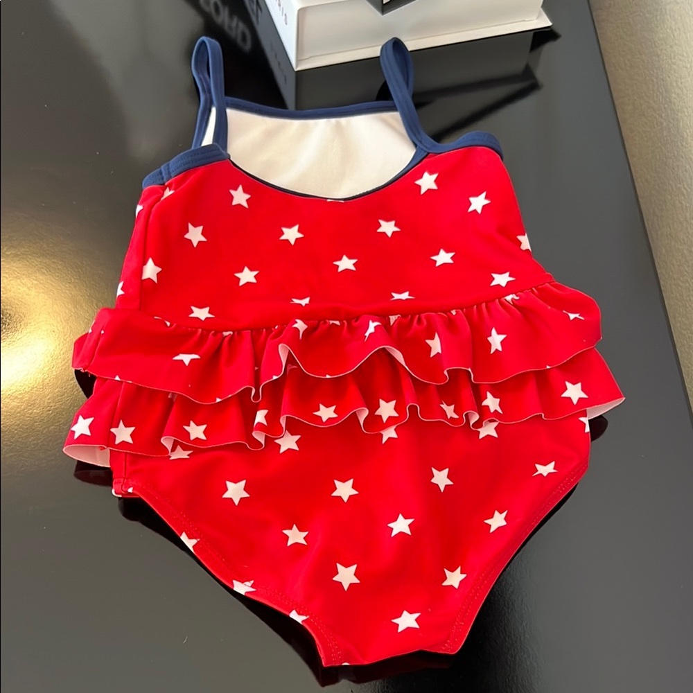 Carter’s Red Star-Patterned Ruffled Swimsuit 18M - Picture 4 of 6